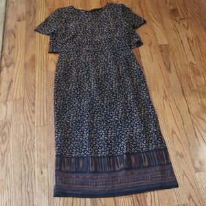 Vtg Cynthia Howie-Chic Black and Brown Maxi Dress Size: 8P